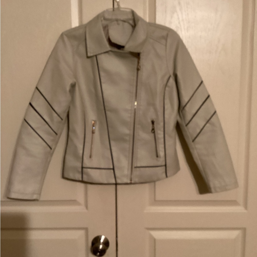 Beige faux leather jacket